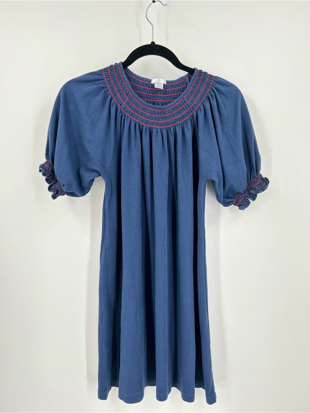 LAKE Pajamas Smocked Patio Dress House Nightgown Blue Red - Size XS